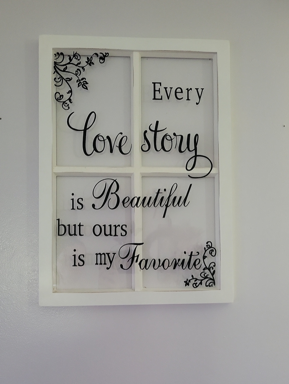 White “Every Love Story” Wall Art - Classic Romantic Decor